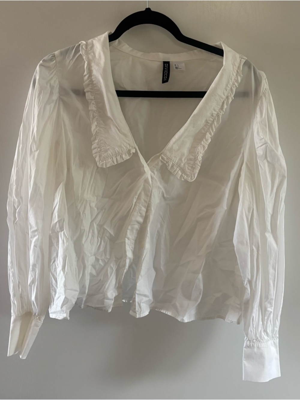 H&M White Ruffle Collar Button-Down Blouse